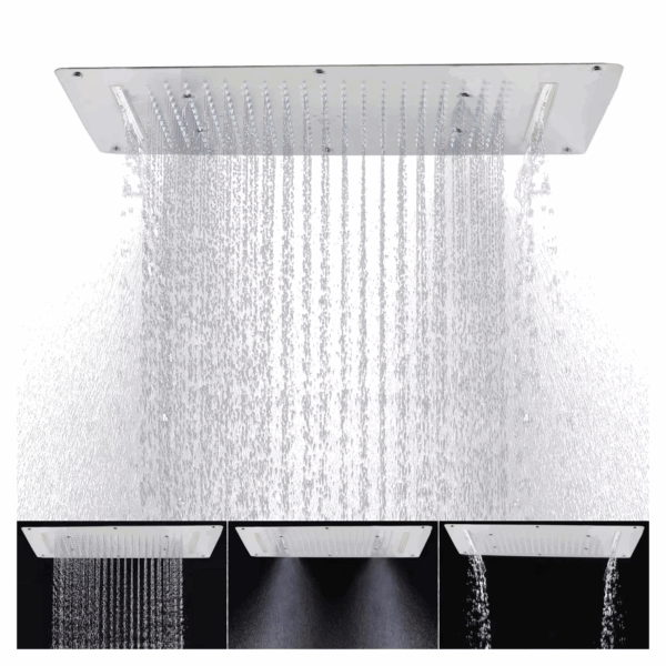 Chrome Luxury 3 Modes Rain Shower Head 15x28inch Large High-Pressure Showerhead