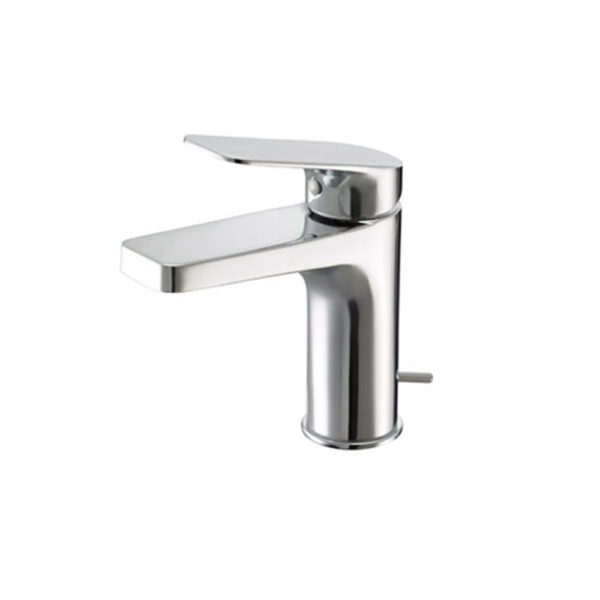 Chrome Polished Square Deck Mounted Basin Sink Faucet Hot and Cold Mixer Bathroom Tap Single Handle Faucet