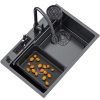 Commercial Undermount Kitchen Sink with Faucet Handmade Modern Black Single Bowl SUS 304 Stainless Steel Includes Knife Holder Commercial Undermount Kitchen Sink with Faucet Handmade Commercial Undermount Kitchen Sink with Faucet Handmade