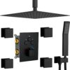 Complete Matte Black 16 Inch Shower Set