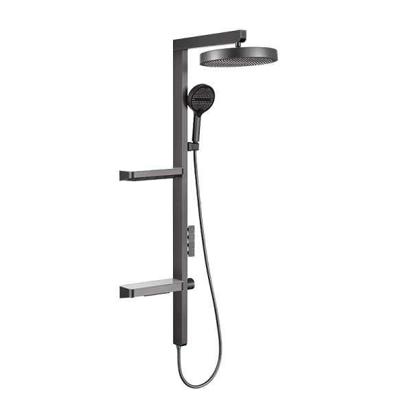 Contemporary Piano Key Bathroom Rain Shower System Gun Grey Polished Brass Soft Spray Hot Cold Water Mixer Valve Core Ceramic
