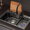 Custom Made Stainless Steel Kitchen Sink Drain Board Square Basin Sponge Holder Handmade Nano Surface Counter Undermount Custom Made Stainless Steel Kitchen Sink Drain Custom Made Stainless Steel Kitchen Sink Drain