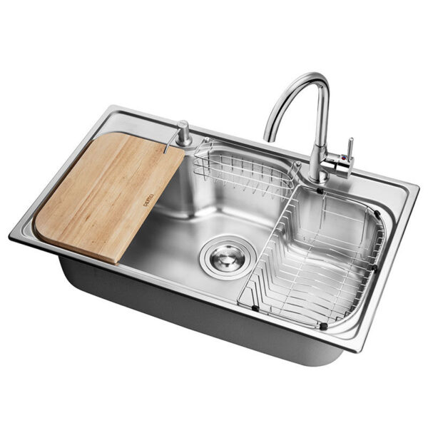 Custom Precise 304 Stainless Steel Sink Stamped Metal Double Drainboard Basin Kitchen Sink Package 2