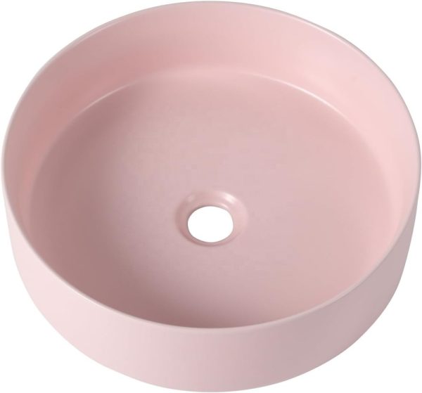 Customized Mass Hot Selling Fresh Color Pink Contracted Round Design Above Counter Sinks for Home