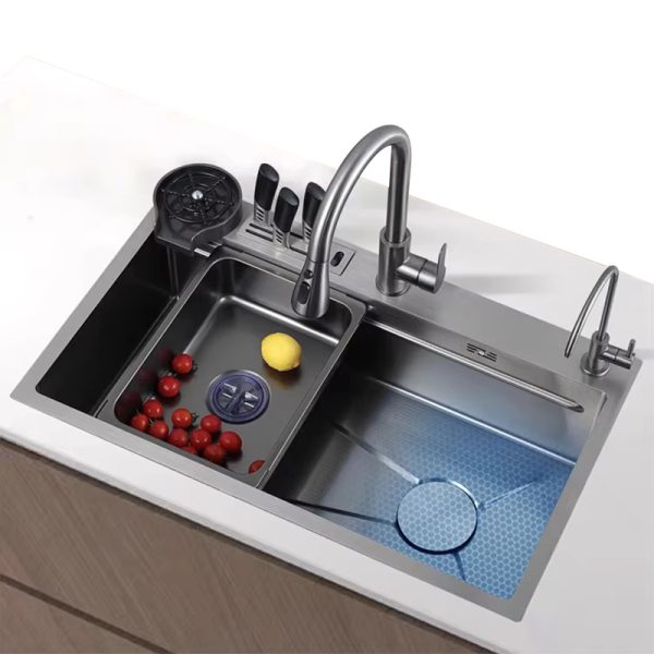 Delux Multifunctional Kitchen Sink with Dishwasher Luxury Piano Sinks and Pull Down Kitchen Faucet Sprayer