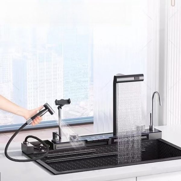 Smart Digital Display Multifunctional Luxury Smart Kitchen Sinks With Phone Holder