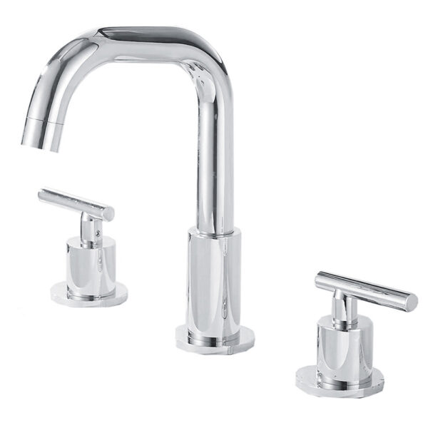 Grifos de lavabo de doble manija, mezclador de agua fría y caliente de 3 orificios, grifos de baño de latón.