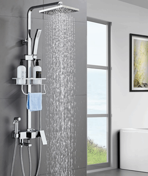Exposed Shower System Chrome Spray Head Combined Pressure Shower Set Bathroom