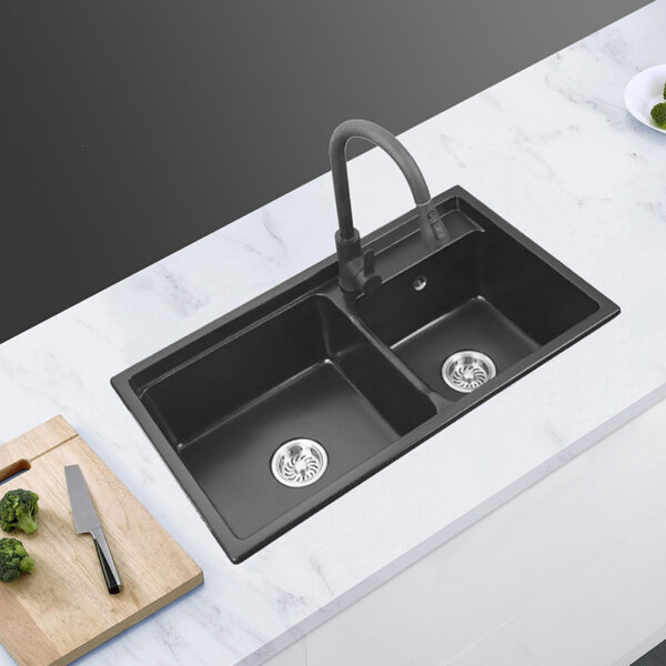 Workstation Double sink Black nano Stainless Steel Kitchen sink