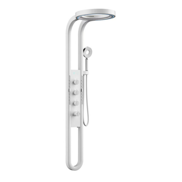 Factory Multifunction Rainfalll Piano Key Hot and Cold Sprinkler Massage White Display Digital LED Shower Head Sets System Panel