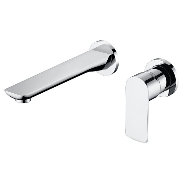 Factory Wholesale Chrome Finished Wall Mounted Solid Brass Hand Wash Inwall Bathroom Basin Mixer Faucets