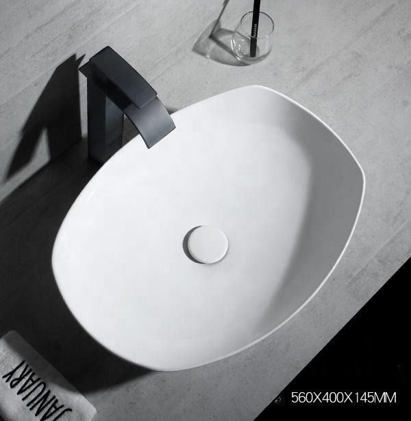 Glossy White Ceramic Countertop Art Sinks Bulk Modern Bathroom Lavatory Hand Washing Basin