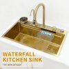 Gold Waterfall Sink 304 Stainless Steel Faucet.jpg 800x800