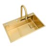 Golden Handmade Large Single Bowl Waterfall Kitchen