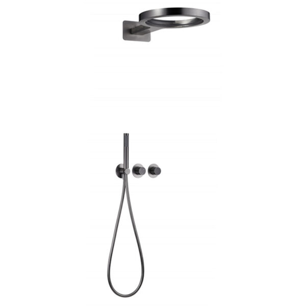 Shower Panel Bathroom Wall Mounted 304stainless Steel Waterfall Black Shower Set Column Tower Massage Body Jets Shower Panels