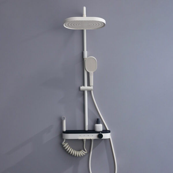 Gun Gray Brass LED Digital Display Rain Shower Faucet Thermostatic Single Handle Soft Spray Ceramic for Bathroom for Hotels