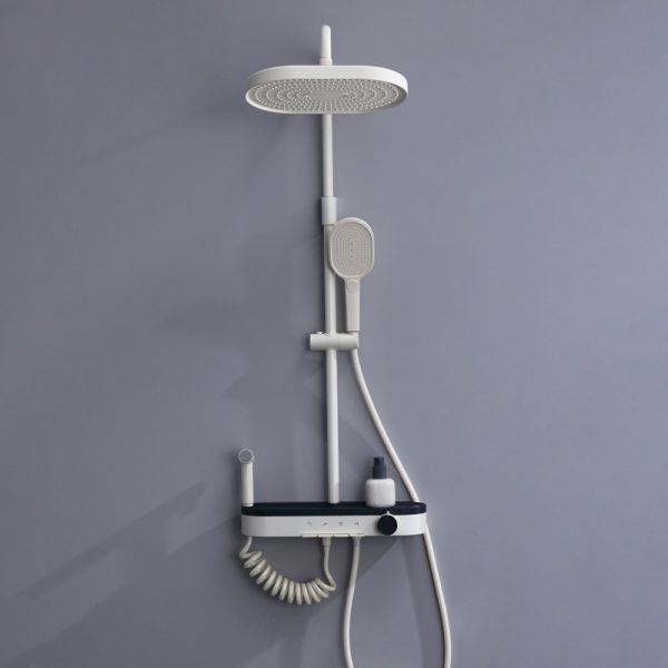Gun Gray Brass LED Digital Display Rain Shower Faucet Thermostatic Single Handle Soft Spray Ceramic for Bathroom for Hotels