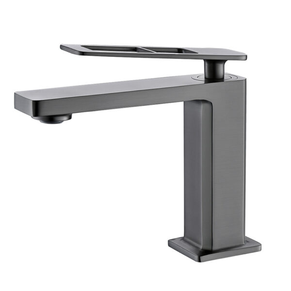 Gun Metal Finish Single-Hole Basin Mixer Faucet Hot Cold Water Tap Ceramic Cartridge Deck Mounted Bathroom Brass Basin Faucet