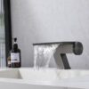 Gun Metal Waterfall Bathroom Sink Faucet Stainless