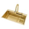Handmade 304/201 Stainless Steel Smart Kitchen Sink Large Single Bowl Waterfall Kitchen Sink Handmade 304 201 Stainless Steel Smart Kitchen Handmade 304 201 Stainless Steel Smart Kitchen