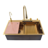 Handmade Gold Waterfall Faucet Kitchen Sink Single Bowl Nano Surface Treatment Multifunctional Faucet for Kitchen Countertop Handmade Gold Waterfall Faucet Kitchen Sink Single Handmade Gold Waterfall Faucet Kitchen Sink Single