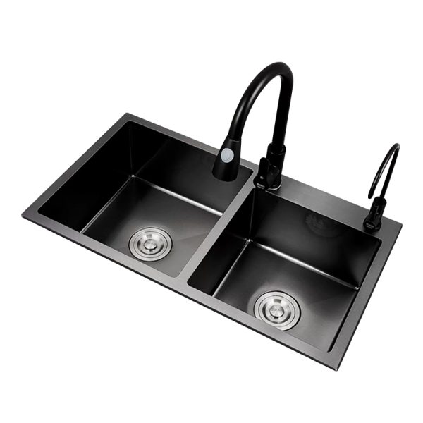 Handmade Modern Stainless Steel Double Bowl Kitchen Sink Polished Brushed Square Design Counter Installation 3 Years Faucet