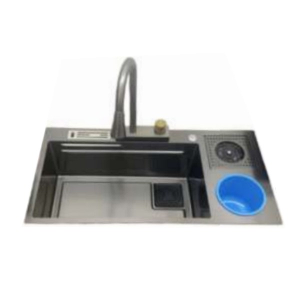 Handmade Stainless Steel Kitchen Sink Modern Single Bowl with Faucet Multifunctional 304 Steel Popular for Families