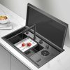 Handmade Undermount Multifunction Kitchen Sink Faucet Stainless Steel Bowl Sus304 Lifting Cold Hot Water 304 Stainless Steel Handmade Undermount Multifunction Kitchen Sink Faucet Stainless Handmade Undermount Multifunction Kitchen Sink Faucet Stainless