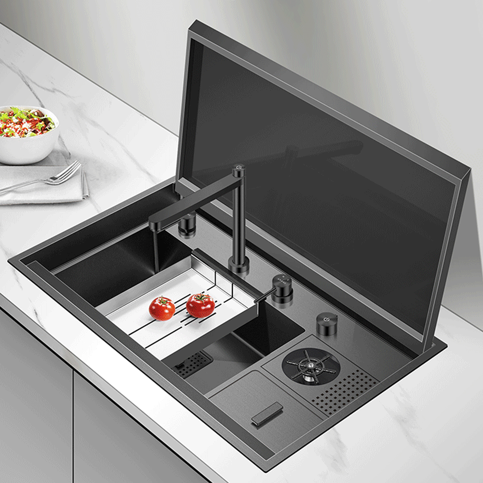 Handmade Undermount Multifunction Kitchen Sink Faucet Stainless Steel Bowl Sus304 Lifting Cold Hot Water 304 Stainless Steel Handmade Undermount Multifunction Kitchen Sink Faucet Stainless Handmade Undermount Multifunction Kitchen Sink Faucet Stainless Steel Bowl Sus304 Lifting Cold Hot Water 304 Stainless Steel