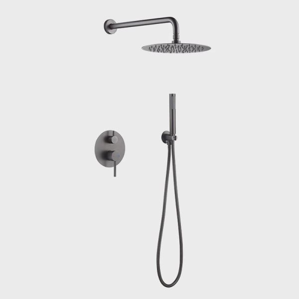 High Quality Contemporary 2-Handle Wall Mounted Shower Mixer Polished Brass Bathroom Set with Rain Spray Pattern for Hotels
