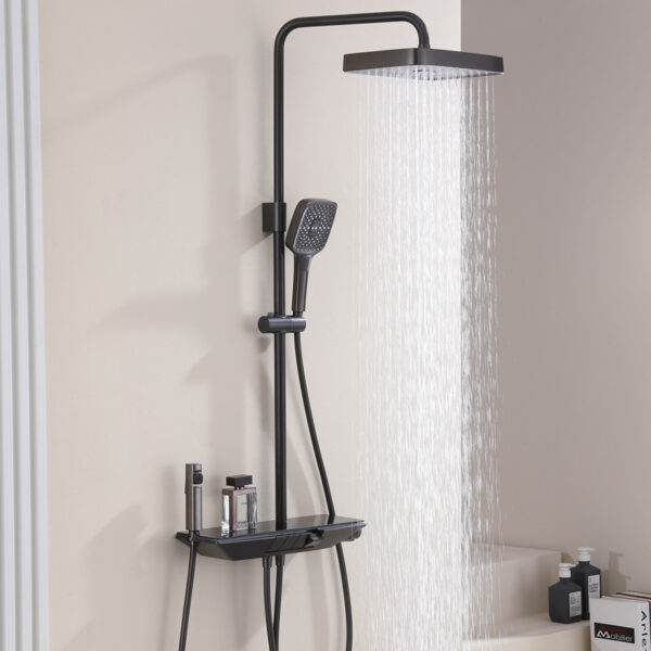 High Quality Matte Brass Rain Shower Head Bathroom Rainwater Shower Set Soft Ceramic Jet Brass Jet Includes