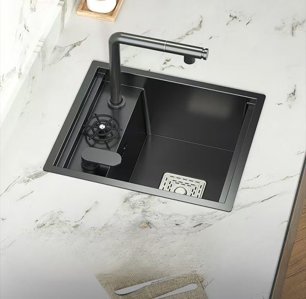 High Quality Multi-function Stainless Steel Sink Wire Drawing Faucet Black Gray Sink Above Counter Kitchen Sink