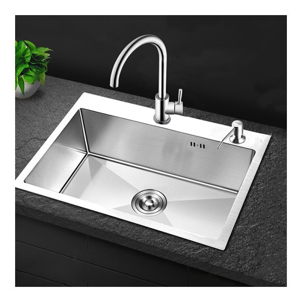 High Quality Stainless Steel Single Bowl Kitchen Sink Handmade Rectangular Drainer Modern Design Simple Style Undermount