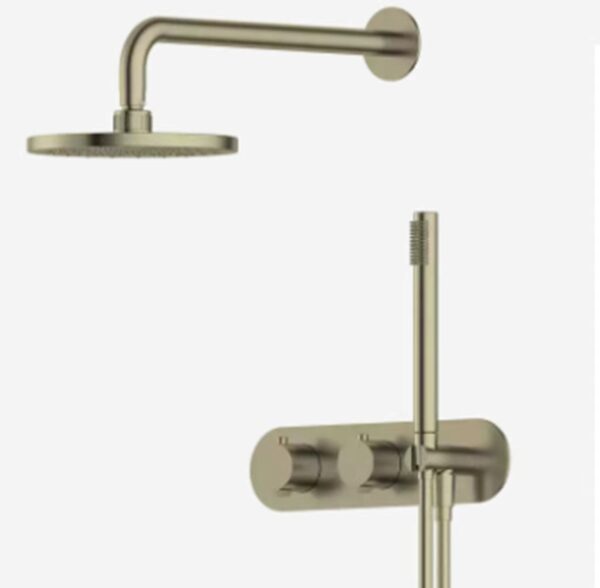 High-end Rotate Handles Gold Concealed Thermostatic Shower Faucet Set for Luxury Bathroom