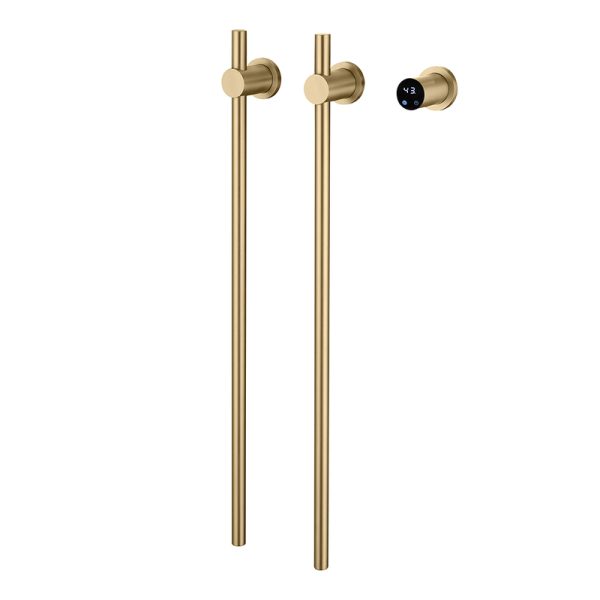 Hot Selling Foldable 2-Bar Vertical Bathroom Towel Rack Brushed Gold Warmer Heating Element Electric Concealed Heater for Hotels