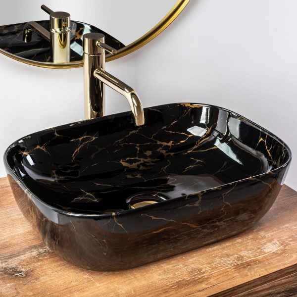 Hot Selling Home Hotel Hand Washing Sink Luxury Glossy Ceramic Marble Counter Top Wash Basin