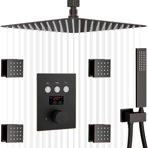 Hot Selling Wall Mounted Rainfall Shower Set With Digital Display Smart Thermostatic Shower System Set