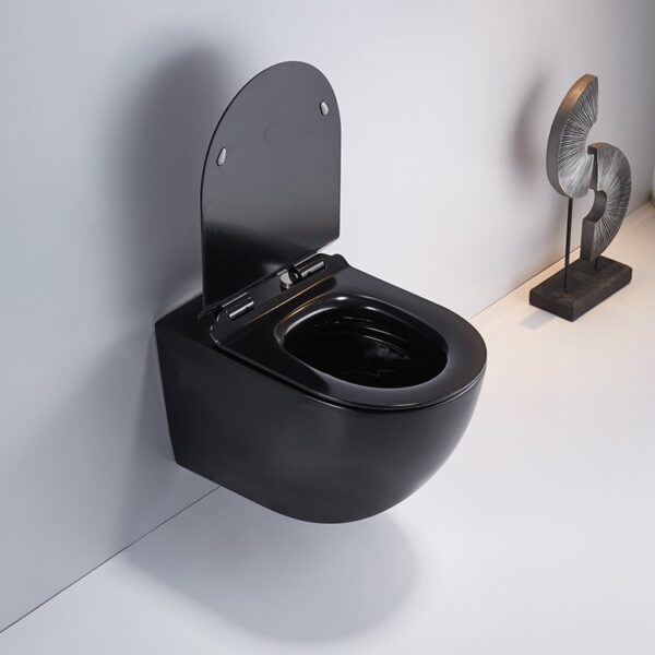 bathroom sanitary ware ceramic toilet Black Wc One Piece Ceramic In Wall Hung Toilets - Image 5
