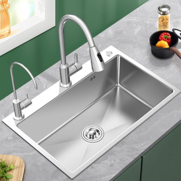 Kitchen Accessories Polished Stainless Steel Single  Bowl Kitchen Sink Without Kitchen Faucet