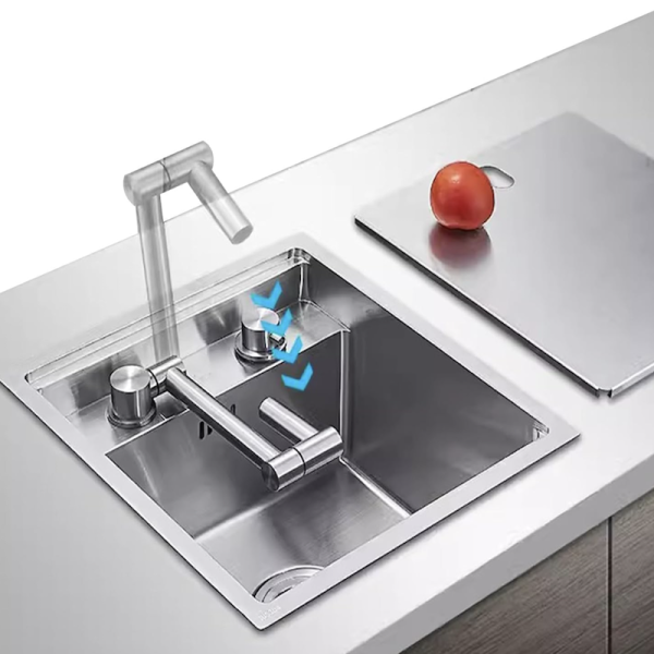 Kitchen Stainless Steel Sink Silver Bar Sink Hidden Sink With Cover Small Foldable Faucet