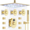 LED Digital Temperature Shower Faucet Set Brushed