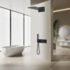 LUSA Modern Black Brass Waterfall Shower Set