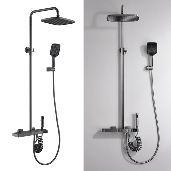 Modern Design Thermostatic Bathroom Set Hot Cold Shower System Polished Spray Handle Rain Jet Shower Head for Hotels