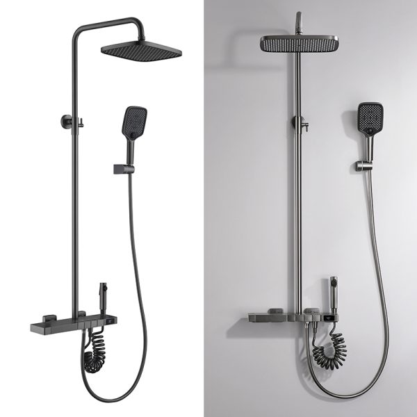 Modern Design Thermostatic Bathroom Set Hot Cold Shower System Polished Spray Handle Rain Jet Shower Head for Hotels