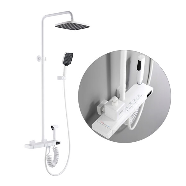 Smart LED Display Thermostactic 4 Way Rainfall Shower Set Bathroom with Jet Exposed Shower Faucet Bathroom Shower System