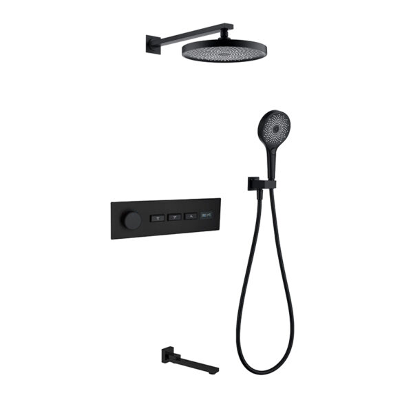 Wall-Mounted Concealed Shower Set Grey Black White Brass Bathroom Jets with Soft Spray Pattern Ceramic Valve Core