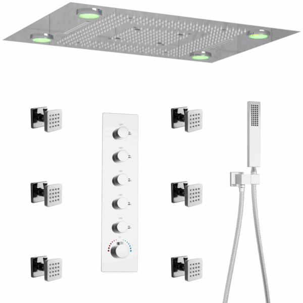 Large Ceiling Shower System with 3 in 1 Rain Shower Thermostatic Shower Ssytem