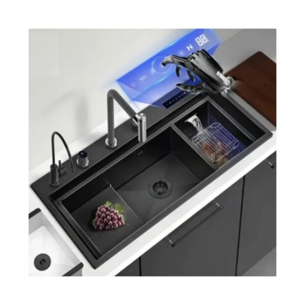 Kitchen Sink Washing Fruit Vegetable and Seafood 2 in 1 Waterfall Ultrasonic Kitchen Sink With Cup Washer