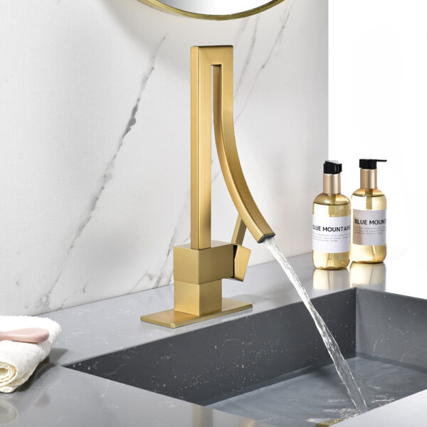 Luxury Basin Faucet Mixer Water Tap Waterfall Wall Mounted Brass Bathroom Sink Faucet Digital Wash Basin Faucets