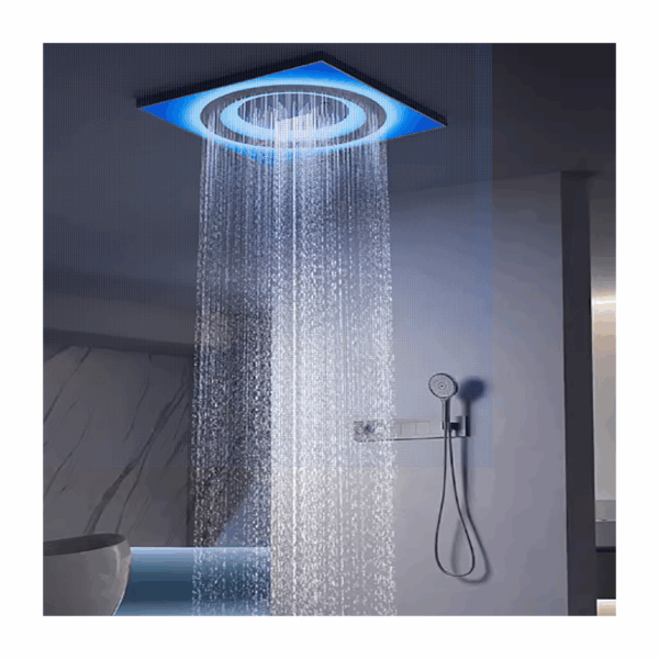 Luxury Brass Bathroom LED Shower Faucet Set Complete Rainfall Shower System
